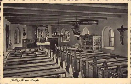 Ak Hallig Hooge in Nordfriesland, Kirche, Innenansicht