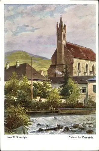 Künstler Ak Schweiger, Leopold, Imbach Senftenberg in Niederösterreich, Kirche, Kremstal