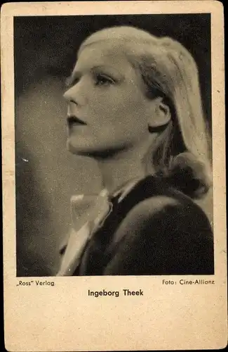 Ak Schauspielerin Ingeborg Theek, Portrait
