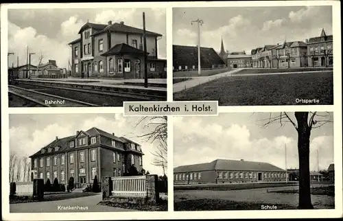 Ak Kaltenkirchen in Holstein, Bahnhof, Schule, Krankenhaus, Ortspartie