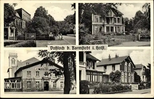 Ak Vossloch Bokholt Hanredder in Schleswig Holstein, Straßenpartie, Villen, Gasthof
