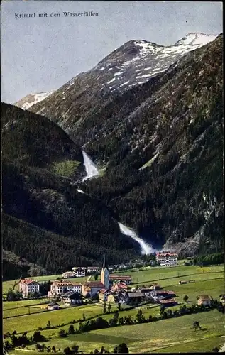 Ak Krimml in Salzburg, Gesamtansicht, Wasserfälle