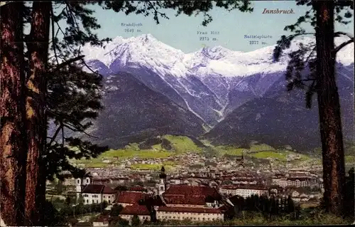 Ak Innsbruck in Tirol, Panorama, Brandjoch, Frau Hitt, Sattelspitzen