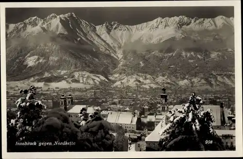 Ak Innsbruck in Tirol, Stadt gegen Nordkette, Winter
