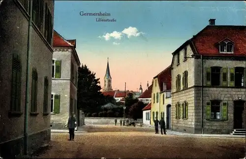Ak Germersheim am Rhein, Lilienstraße, Kirchturm