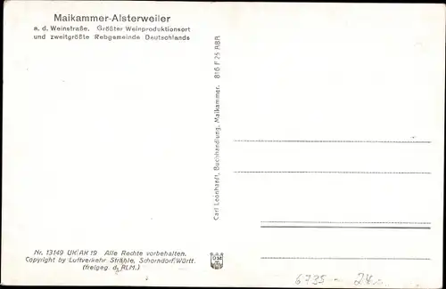 Ak Alsterweiler Maikammer in der Pfalz, Gesamtansicht, Maxburg