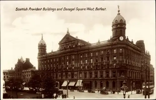 Ak Belfast Nordirland, Scottish Provident Buildings and Donegal Square West