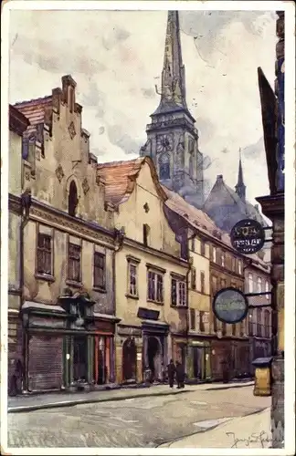 Künstler Ak Setelik, J., Plzeň Pilsen Stadt, Rieger Gasse