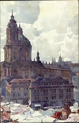 Künstler Ak Setelik, J., Praha Prag Tschechien, Kostel sv. Mikulase na Male Strane, Kleinseite
