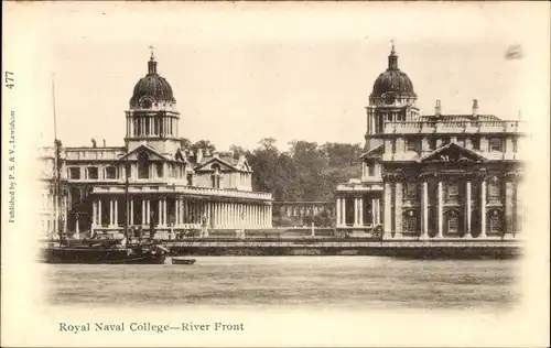 Ak Greenwich London England, Royal Naval College, River Front