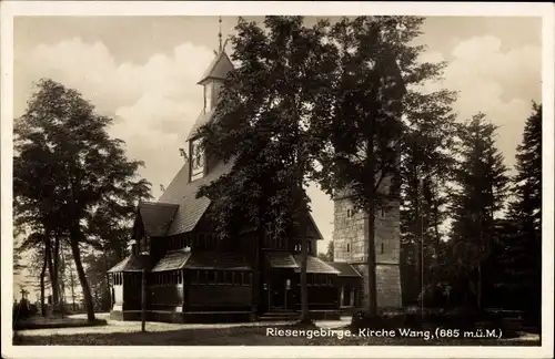 Ak Karpacz Górny Brückenberg Krummhübel Riesengebirge Schlesien, Kirche Wang