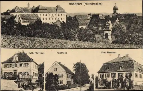 Ak Absberg in Mittelfranken, Katholisches und Protestantisches Pfarrhaus, Forsthaus, Totalansicht