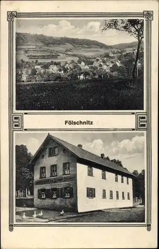 Ak Fölschnitz Ködnitz Oberfranken, Totalansicht der Ortschaft, Gasthaus