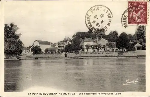 Ak La Pointe Bouchemaine Maine et Loire, Les Villas vers le Port sur la Loire