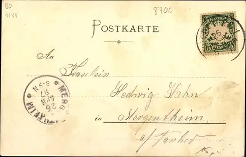 Litho Würzburg am Main Unterfranken, Frankenwarte