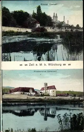 Ak Zell am Main Unterfranken, Kloster Oberzell, Klosterruine Unterzell