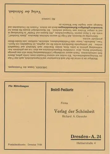 Künstler Ak Köhler, M., Bücherbestellkarte, Verlag der Schönheit