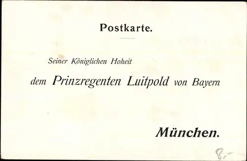 Künstler Ak Braun, Louis, Prinzregent Luitpold von Bayern, Geburtstag, Glückwunsch, Gedicht