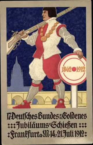 Künstler Ak Frankfurt Main, 17. Deutsches Bundesschiessen 1912, Zielscheibe
