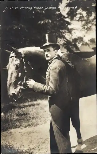 Ak Herzog Franz Joseph in Bayern, Portrait mit Pferd