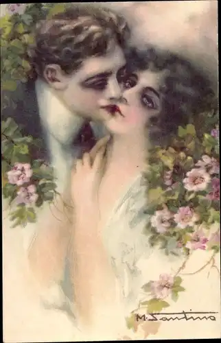 Künstler Ak Santino, M., Liebespaar, Kuss