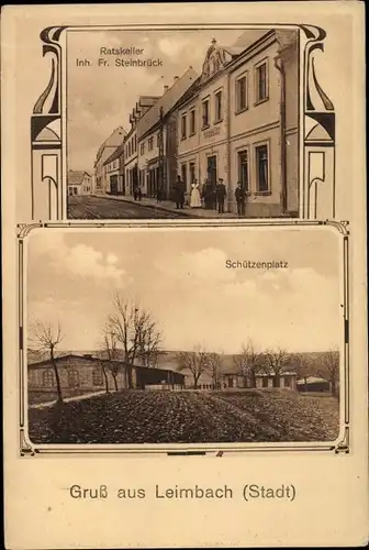 Jugendstil Ak Leimbach Mansfeld, Schützenplatz, Gasthaus Ratskeller