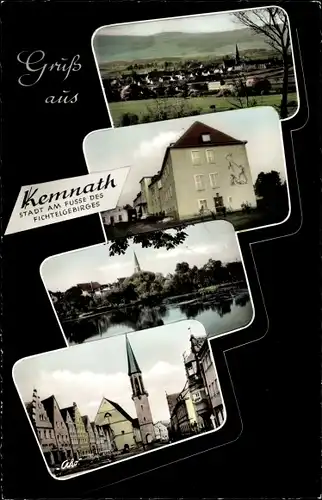 Ak Kemnath in der Oberpfalz, Gesamtansicht, Kirche, Straßenpartie, See