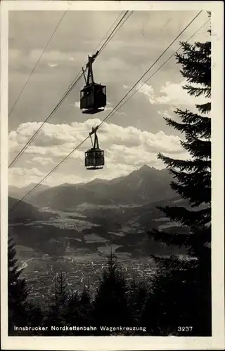 Ak Innsbrucker Nordkettenbahn, Wagenkreuzung, Seilbahn, Gondeln