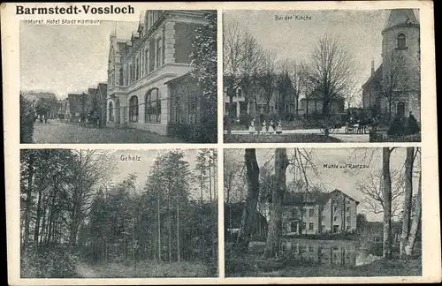 Ak Vossloch Bokholt Hanredder Schleswig Holstein, Hotel Stadt Hamburg, Mühle auf Rantzau, Gehölz