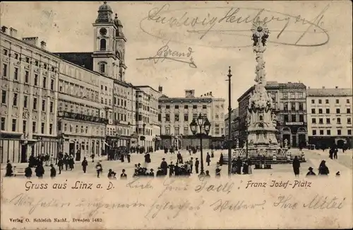 Ak Linz an der Donau Oberösterreich, Franz Josef-Platz