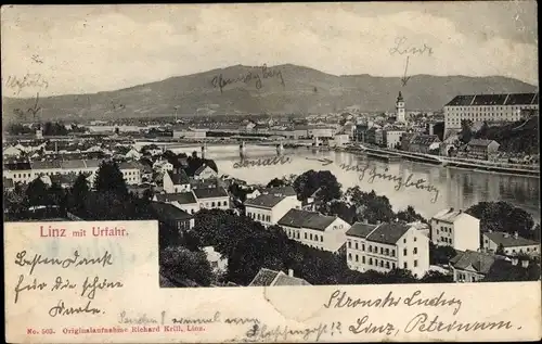 Ak Linz an der Donau Oberösterreich, Panorama, Urfahr