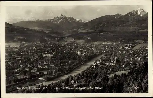 Ak Innsbruck in Tirol, Stadt gegen Süden, Serles, Nockspitze