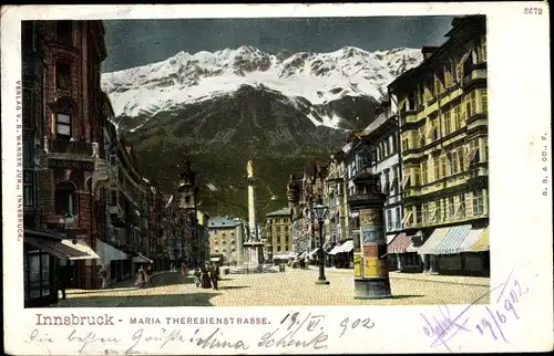 Ak Innsbruck in Tirol, Maria Theresienstraße, Litfaßsäule