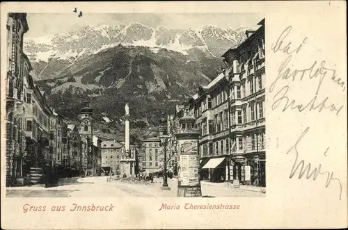 Ak Innsbruck in Tirol, Maria Theresienstraße, Litfaßsäule