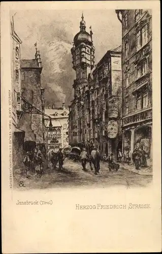 Künstler Ak Innsbruck in Tirol, Herzog Friedrichstraße