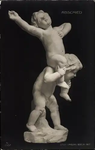 Ak Plastik von Josef Limburg, Abschied, zwei Kinder