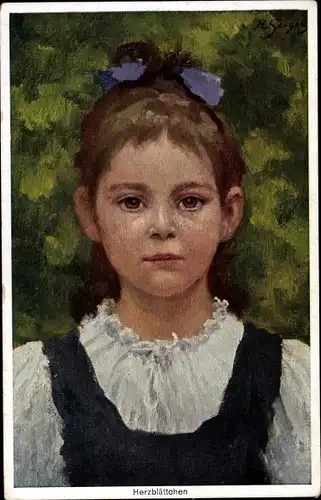 Künstler Ak Seeger, Herzblättchen, Portrait, Mädchen