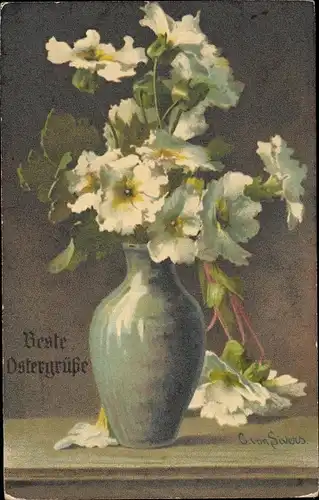 Künstler Ak Sivers, Glückwunsch Ostern, Blumen in einer Vase