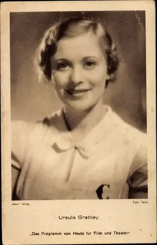 Ak Schauspielerin Ursula Grabley, Portrait