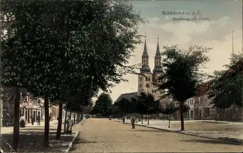 Ak Schönebeck an der Elbe, Breiteweg, Kirche