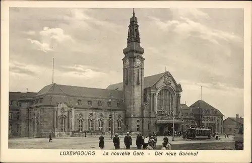 Ak Luxemburg Luxembourg, Der neue Bahnhof