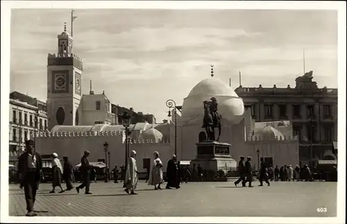 Ak Algier Alger Algerien, Gouvernements Platz, Reiterstandbild