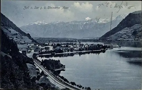 Ak Zell am See in Salzburg, Gesamtansicht, Das Steinerne Meer