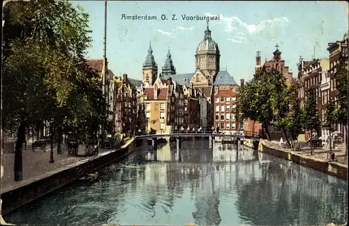 Ak Amsterdam Nordholland Niederlande, Voorburgwal