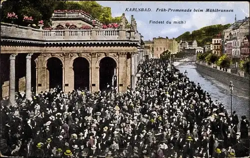 Ak Karlovy Vary Karlsbad Stadt, Früh-Promenade beim Mühlbrunnen
