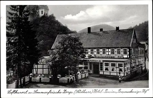 Ak Zorge Walkenried im Harz, Hotel Pension Braunschweiger Hof