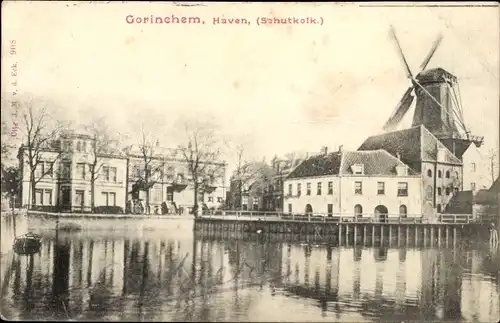 Ak Gorinchem Südholland Niederlande, Haven, Schutkolk, Molen