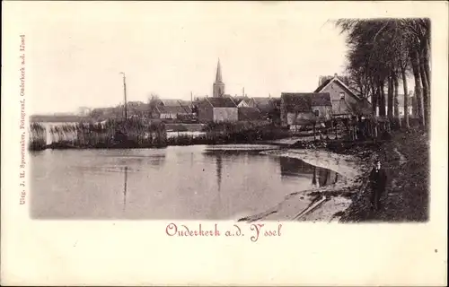 Ak Ouderkerk aan den IJssel Südholland, Ortspartie, Häuser, Kirchturm