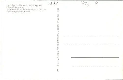 Ak Estenfeld in Unterfranken, Sportgaststätte, Campingplatz