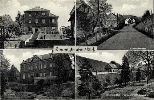 Ak Himmighausen Nieheim in Westfalen, Bahnhofstraße, Lebensmittel, Ortspartie, Jugendheim